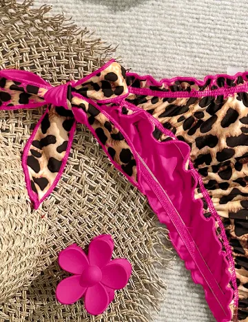 Costum de baie SHEIN, animal print/roz