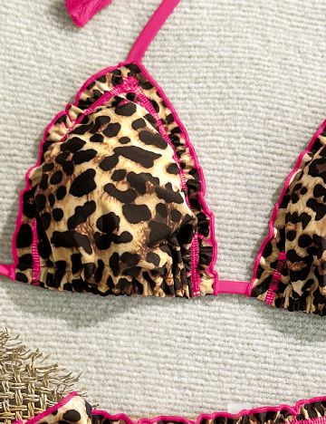 Costum de baie SHEIN, animal print/roz
