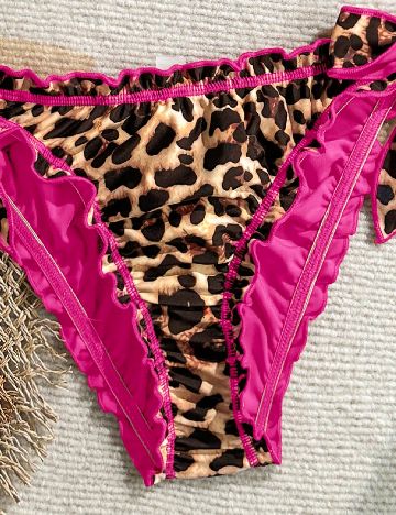 Costum de baie SHEIN, animal print/roz