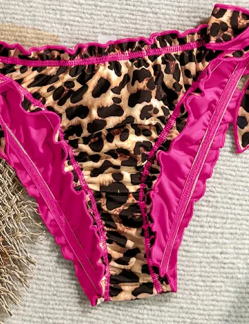 Costum de baie SHEIN, animal print/roz