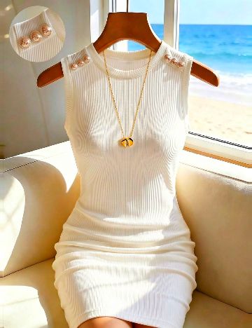 Rochie scurta SHEIN, crem