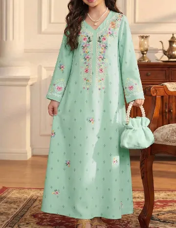 Rochie lunga Shein Kids, verde