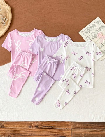 Set pijamale 3 perechi Shein Kids, mix culori