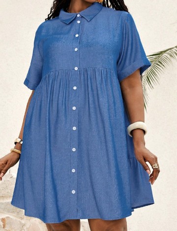 Rochie scurta Emery Rose Curve, albastru