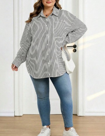 Camasa SHEIN CURVE, crem/negru