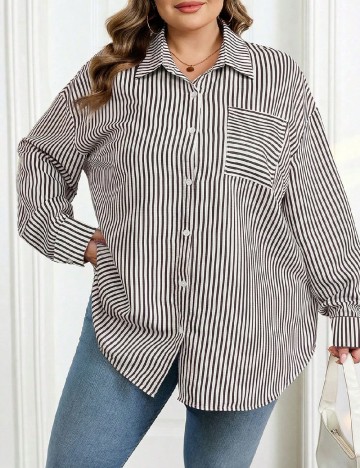 Camasa SHEIN CURVE, crem/negru