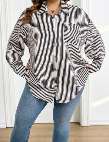 Camasa SHEIN CURVE, crem/negru
