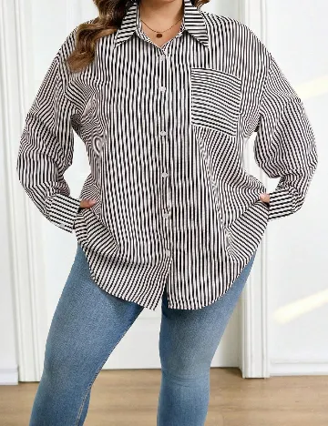 Camasa SHEIN CURVE, crem/negru
