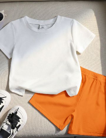 Compleu Shein Kids, alb/portocaliu