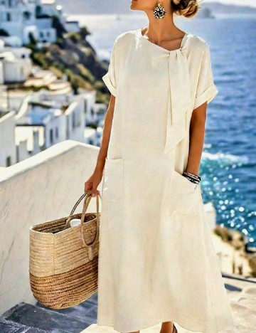 Rochie medie SHEIN, ecru