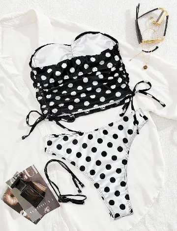 Costum de baie SHEIN, negru/alb