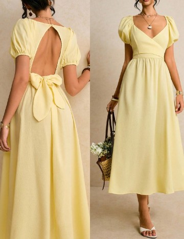 Rochie medie Poeselle, galben
