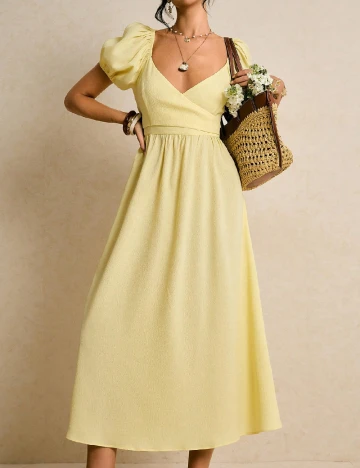 Rochie medie Poeselle, galben