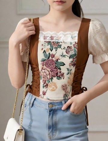 Top Shein Kids, crem/maro