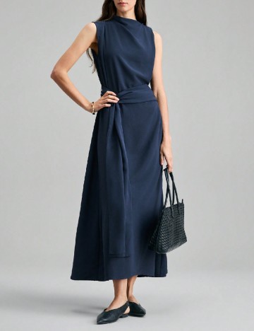 Rochie lunga Ontre, bleumarin inchis