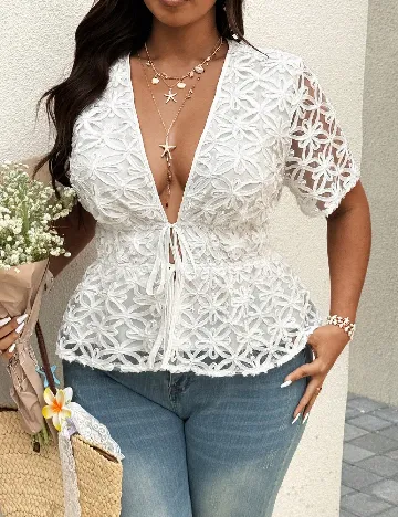 Bluza SHEIN CURVE, ecru