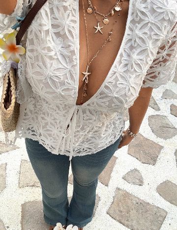 Bluza SHEIN CURVE, ecru