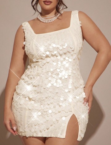 Rochie scurta SHEIN CURVE, galben deschis