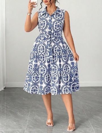 Rochie medie SHEIN CURVE, albastru