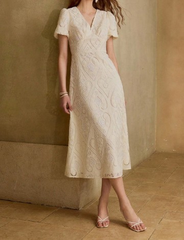 Rochie medie MOTF, ecru