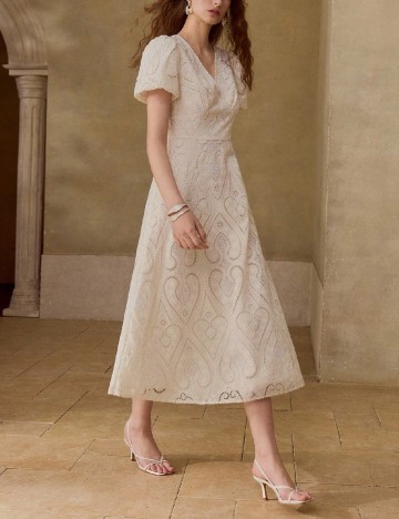 Rochie medie MOTF, ecru