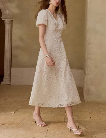 Rochie medie MOTF, ecru