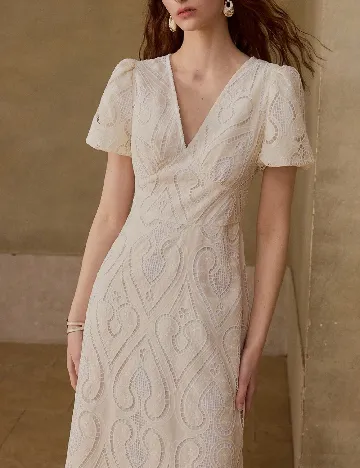 Rochie medie MOTF, ecru