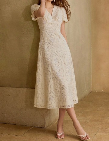Rochie medie MOTF, ecru