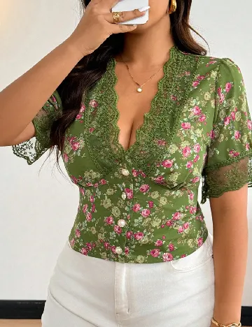 Bluza SHEIN CURVE, verde