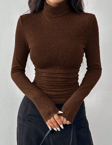 Bluza SHEIN CURVE, maro inchis