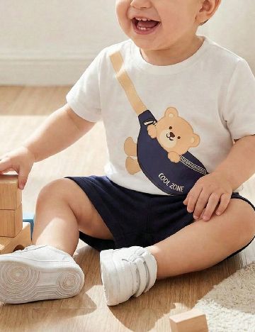 Compleu Shein Kids, albastru/alb