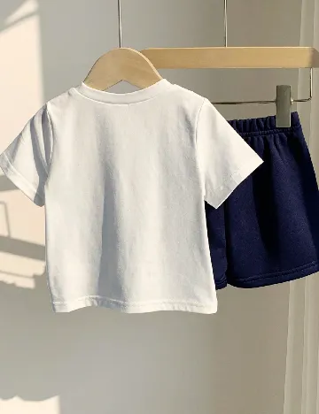 Compleu Shein Kids, albastru/alb