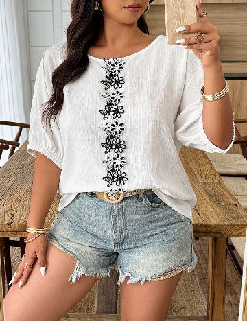 Bluza SHEIN CURVE, alb