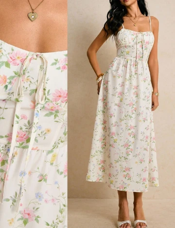 Rochie lunga Poeselle, floral print