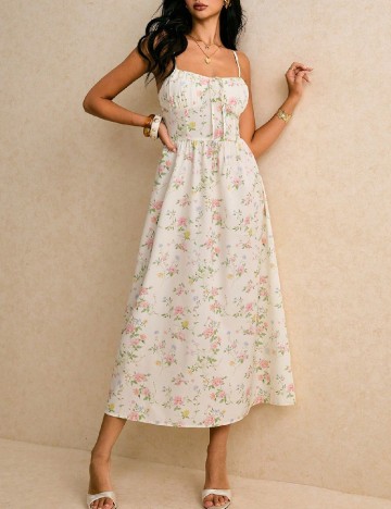 Rochie lunga Poeselle, floral print