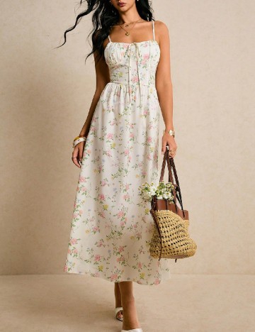 Rochie lunga Poeselle, floral print