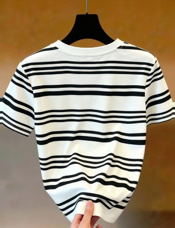 Tricou SHEIN CURVE, alb/negru