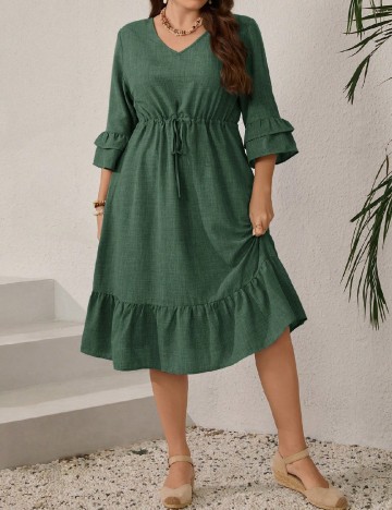 Rochie medie Emery Rose Curve, verde