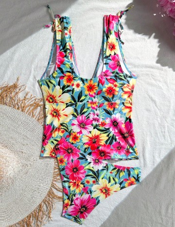 Costum de baie SHEIN, floral print