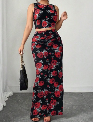 Compleu SHEIN CURVE, floral print
