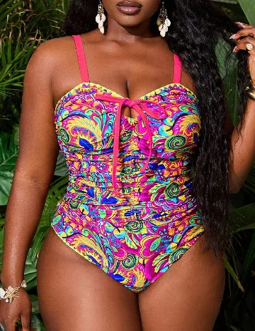 Costum de baie SHEIN CURVE, roz
