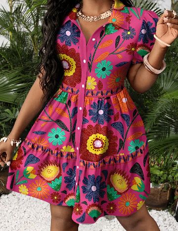 Rochie scurta SHEIN CURVE, roz