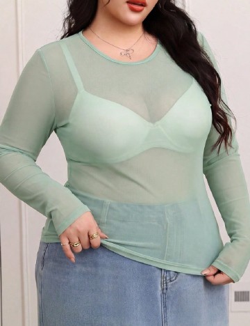 Bluza SHEIN CURVE, verde deschis