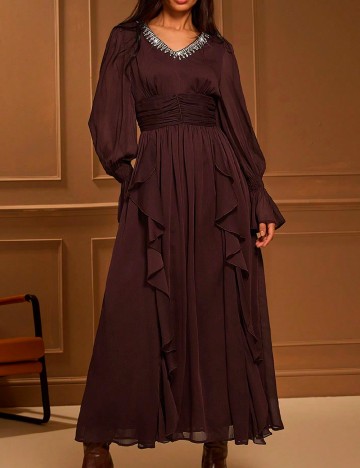 Rochie lunga SHEIN, maro inchis