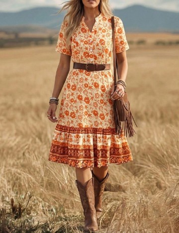 Rochie scurta SHEIN, portocaliu