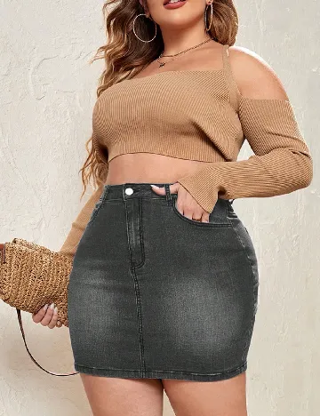Fusta SHEIN CURVE, gri