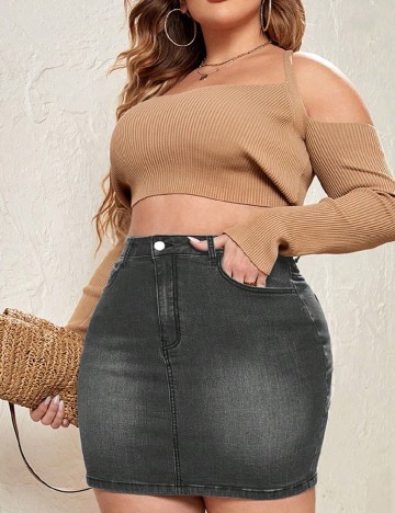 Fusta SHEIN CURVE, gri