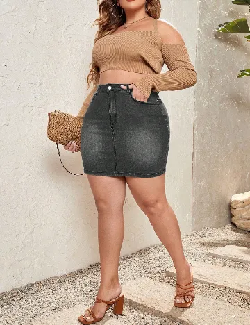 Fusta SHEIN CURVE, gri