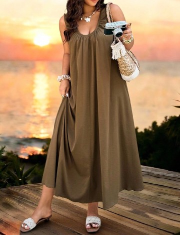 Rochie lunga SHEIN CURVE, maro
