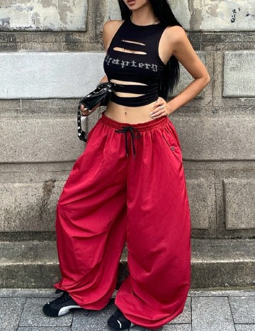 Pantaloni SHEIN, rosu